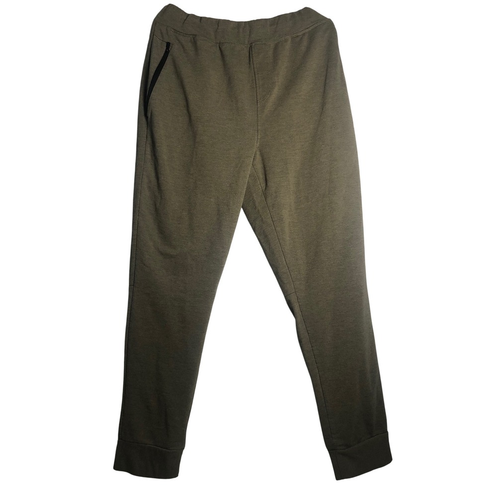 Jockey Sport Joggers Mens Large Olive Green Fleece Tapered Zip Pocket Sweatpants